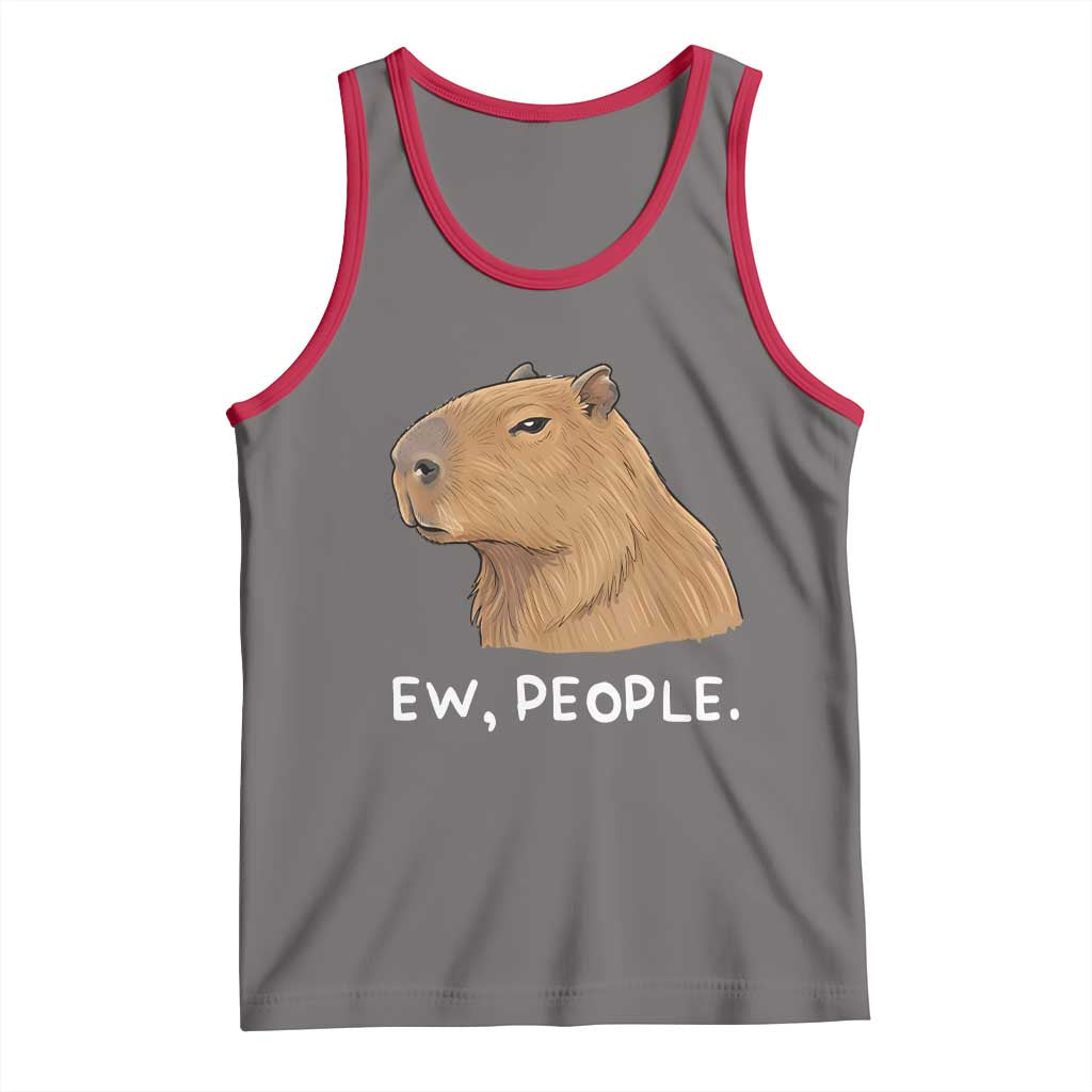 Anti Social Capybara Meme Tank Top Ew People Sarcastic Funny Introvert Gift TS02 Deep Heather Red Print Your Wear