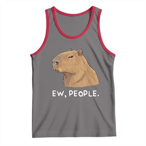 Anti Social Capybara Meme Tank Top Ew People Sarcastic Funny Introvert Gift TS02 Deep Heather Red Print Your Wear