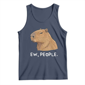 Anti Social Capybara Meme Tank Top Ew People Sarcastic Funny Introvert Gift TS02 Navy Print Your Wear