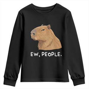 Anti Social Capybara Meme Youth Sweatshirt Ew People Sarcastic Funny Introvert Gift TS02 Black Print Your Wear