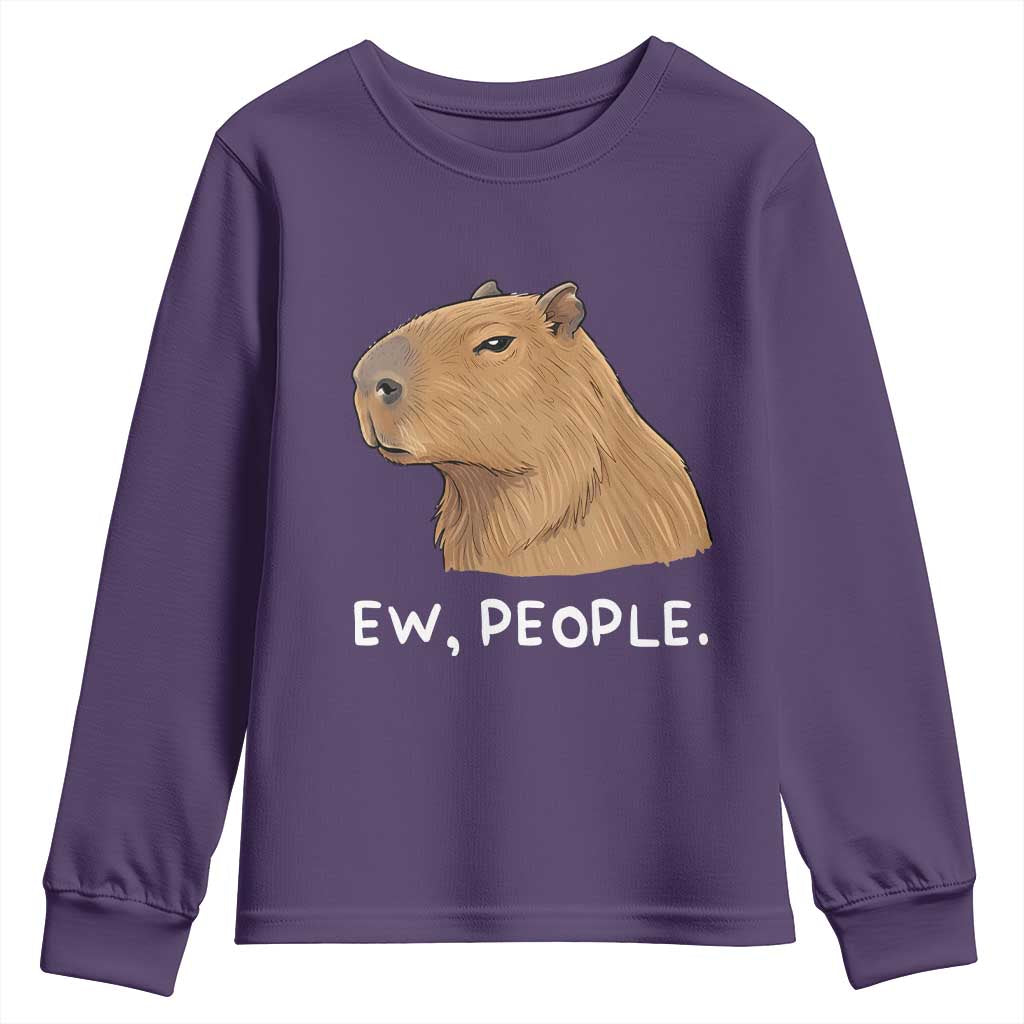 Anti Social Capybara Meme Youth Sweatshirt Ew People Sarcastic Funny Introvert Gift TS02 Purple Print Your Wear