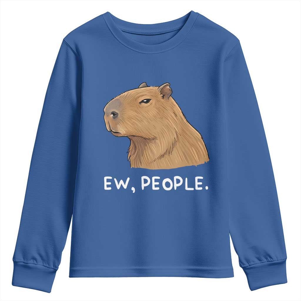 Anti Social Capybara Meme Youth Sweatshirt Ew People Sarcastic Funny Introvert Gift TS02 Royal Blue Print Your Wear
