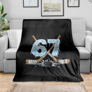 67 Ice Hockey Sticks and Puck Throw Blanket Funny Six Seven Brainrot Dripping Number Melting Snow TS02 Print Your Wear