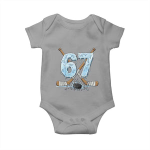 67 Ice Hockey Sticks and Puck Baby Onesie Funny Six Seven Brainrot Dripping Number Melting Snow TS02 Sport Gray Print Your Wear