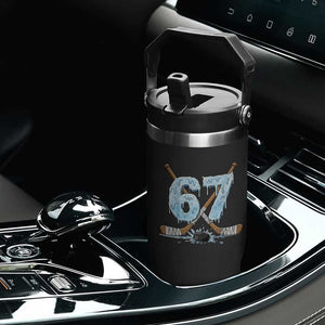 67 Ice Hockey Sticks and Puck Flip Straw Tumbler Funny Six Seven Brainrot Dripping Number Melting Snow TS02 Print Your Wear