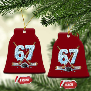 67 Ice Hockey Sticks and Puck Ceramic Ornament Funny Six Seven Brainrot Dripping Number Melting Snow TS02 Print Your Wear