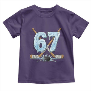 67 Ice Hockey Sticks and Puck Toddler T Shirt Funny Six Seven Brainrot Dripping Number Melting Snow TS02 Purple Print Your Wear