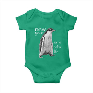 Funny New Year Same Baka Life Sarcastic Penguin Baby Onesie Otaku Humor Core Cringe Meme TS02 Irish Green Print Your Wear