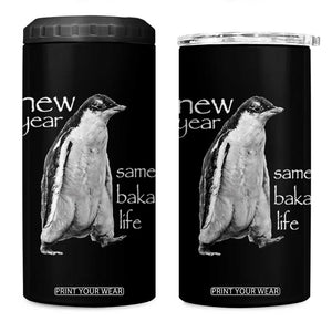 Funny New Year Same Baka Life Sarcastic Penguin 4 in 1 Can Cooler Tumbler Otaku Humor Core Cringe Meme TS02 One Size: 16 oz Black Print Your Wear