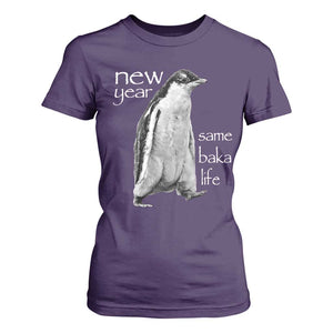 Funny New Year Same Baka Life Sarcastic Penguin T Shirt For Women Otaku Humor Core Cringe Meme TS02 Purple Print Your Wear