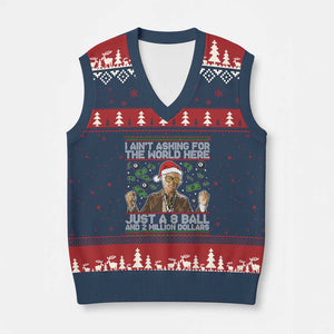 Funny Billy Wish Meme Just A 8 Ball and 2 Million Dollars V-Neck Knit Sweater Vest Baby Uncle Ain't Asking for The World TS02 Navy Red Print Your Wear