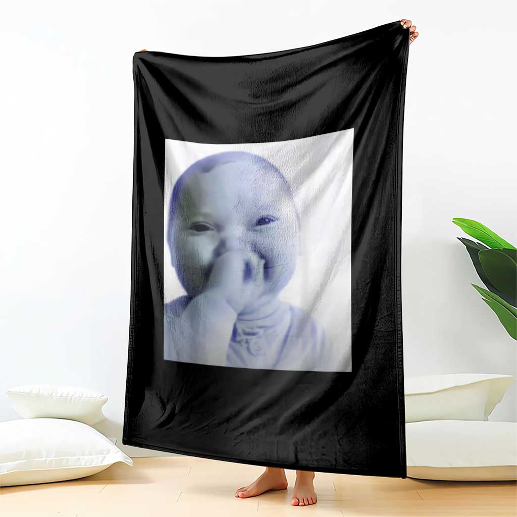 Funny Tuff Baby Giggling Meme Throw Blanket Viral AI Niche Baby Holding Laugh Photo TS02 Print Your Wear
