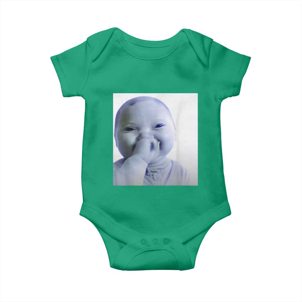 Funny Tuff Baby Giggling Meme Baby Onesie Viral AI Niche Baby Holding Laugh Photo TS02 Irish Green Print Your Wear