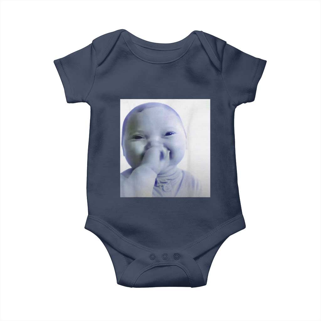 Funny Tuff Baby Giggling Meme Baby Onesie Viral AI Niche Baby Holding Laugh Photo TS02 Navy Print Your Wear