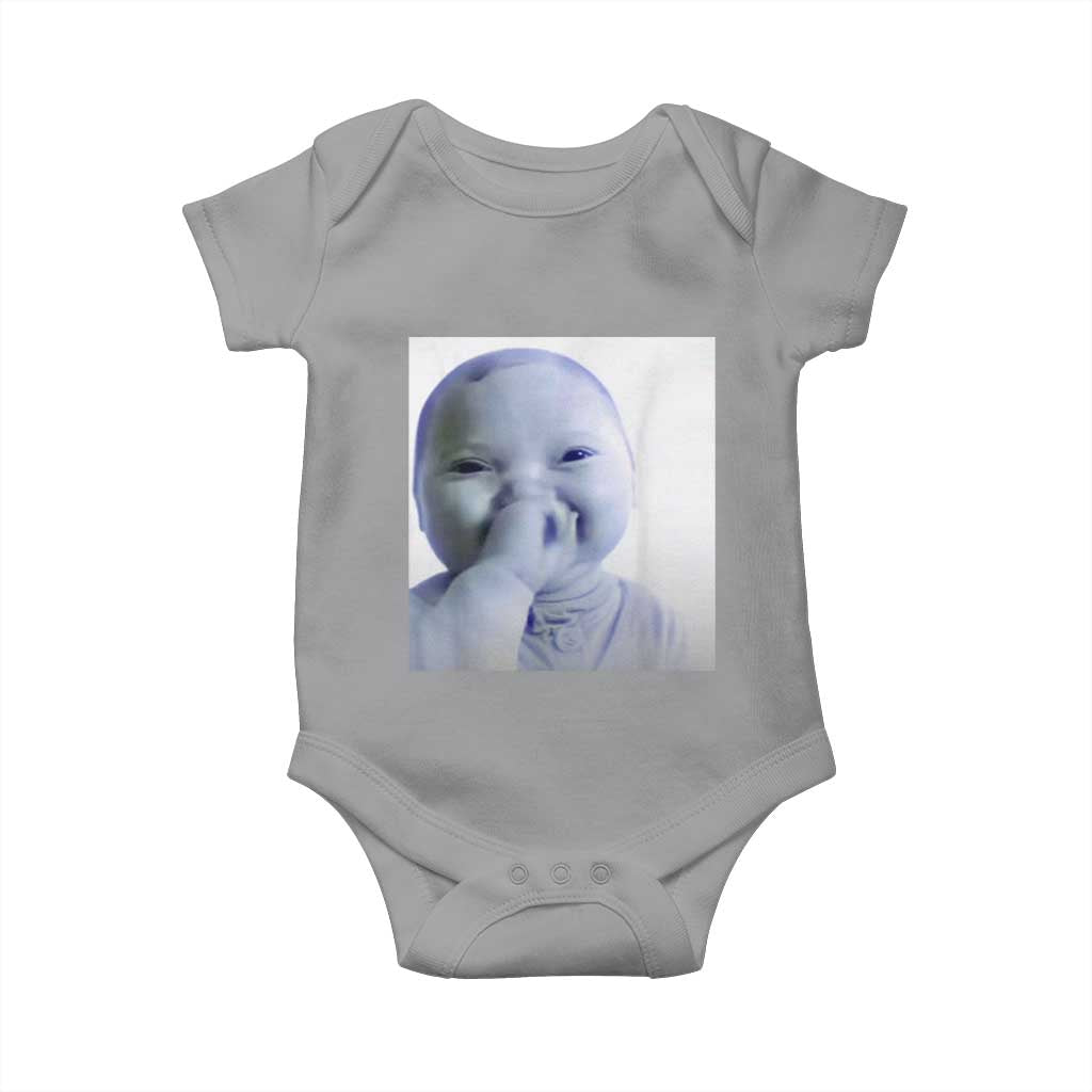 Funny Tuff Baby Giggling Meme Baby Onesie Viral AI Niche Baby Holding Laugh Photo TS02 Sport Gray Print Your Wear