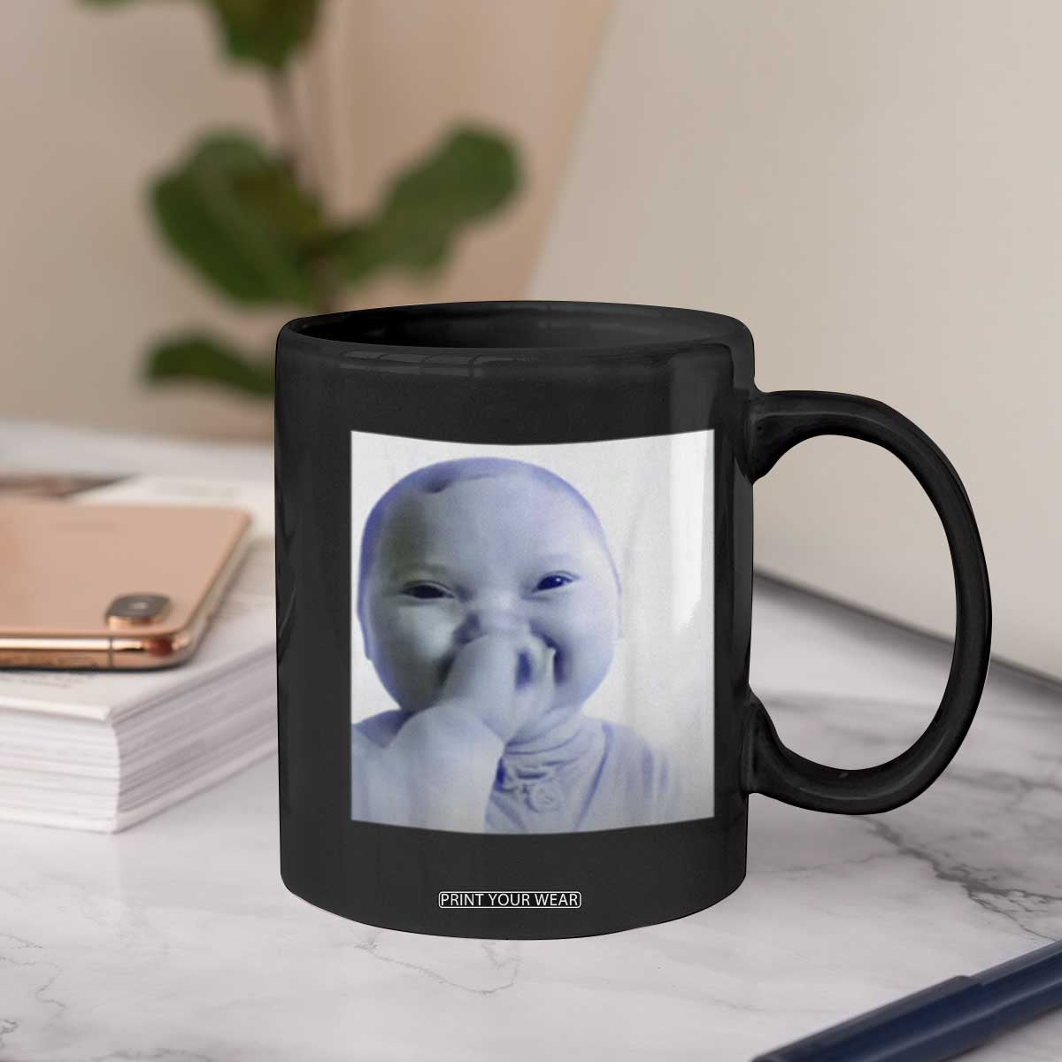 Funny Tuff Baby Giggling Meme Coffee Mug Viral AI Niche Baby Holding Laugh Photo TS02 Print Your Wear