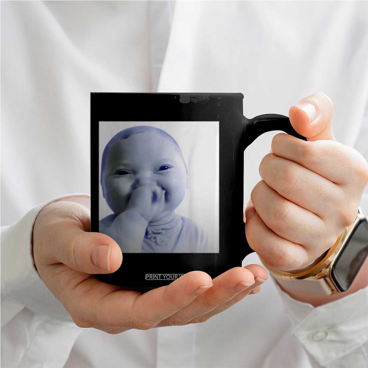 Funny Tuff Baby Giggling Meme Coffee Mug Viral AI Niche Baby Holding Laugh Photo TS02 Print Your Wear