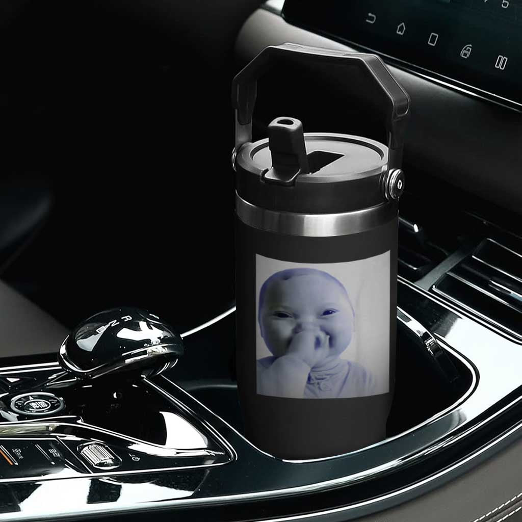 Funny Tuff Baby Giggling Meme Flip Straw Tumbler Viral AI Niche Baby Holding Laugh Photo TS02 Print Your Wear
