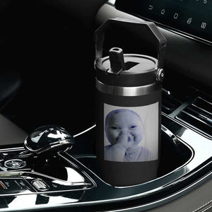 Funny Tuff Baby Giggling Meme Flip Straw Tumbler Viral AI Niche Baby Holding Laugh Photo TS02 Print Your Wear
