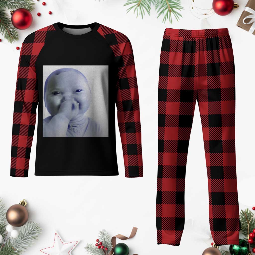 Funny Tuff Baby Giggling Meme Plaid Pajama Set Viral AI Niche Baby Holding Laugh Photo TS02 Buffalo Plaid Print Your Wear