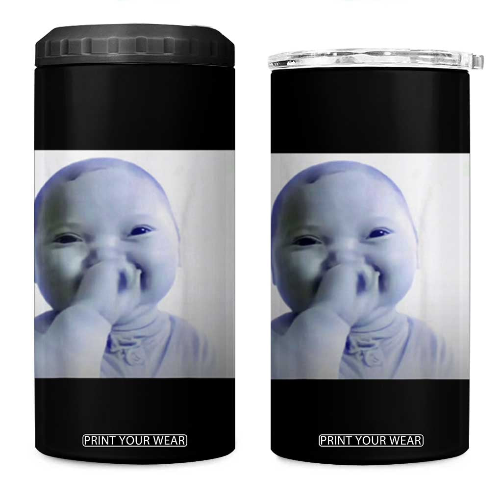 Funny Tuff Baby Giggling Meme 4 in 1 Can Cooler Tumbler Viral AI Niche Baby Holding Laugh Photo TS02 One Size: 16 oz Black Print Your Wear