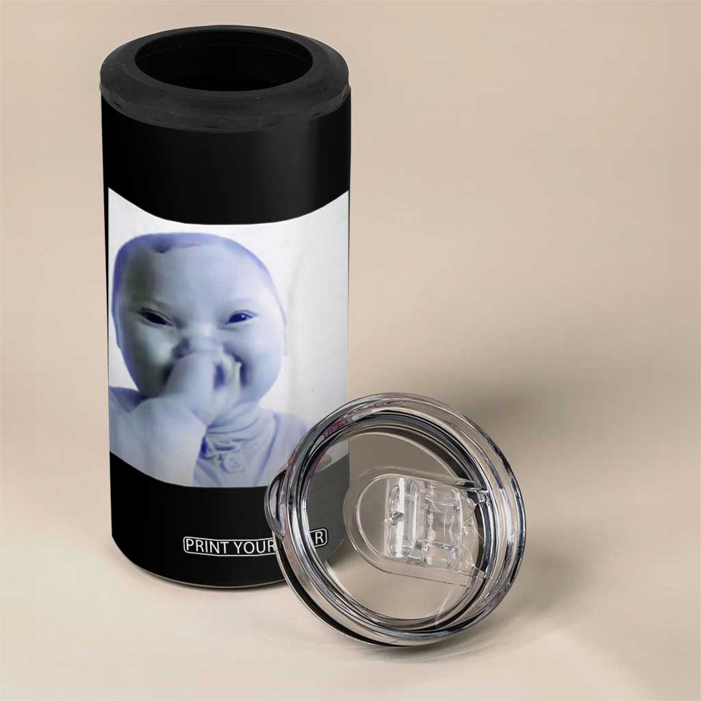 Funny Tuff Baby Giggling Meme 4 in 1 Can Cooler Tumbler Viral AI Niche Baby Holding Laugh Photo TS02 Print Your Wear