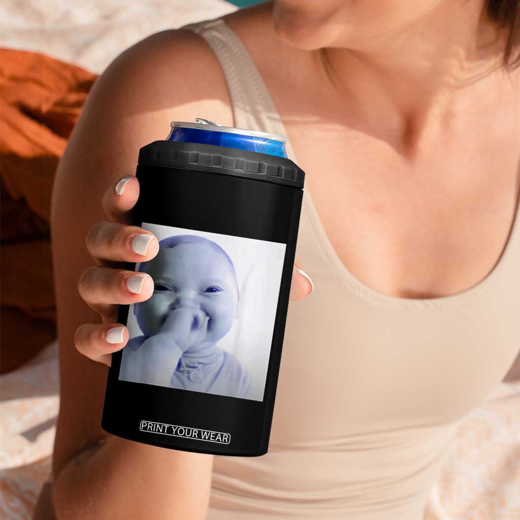 Funny Tuff Baby Giggling Meme 4 in 1 Can Cooler Tumbler Viral AI Niche Baby Holding Laugh Photo TS02 Print Your Wear