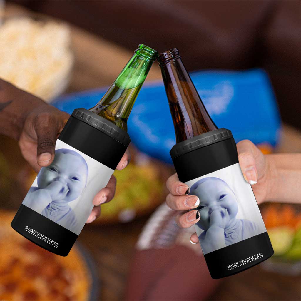 Funny Tuff Baby Giggling Meme 4 in 1 Can Cooler Tumbler Viral AI Niche Baby Holding Laugh Photo TS02 Print Your Wear