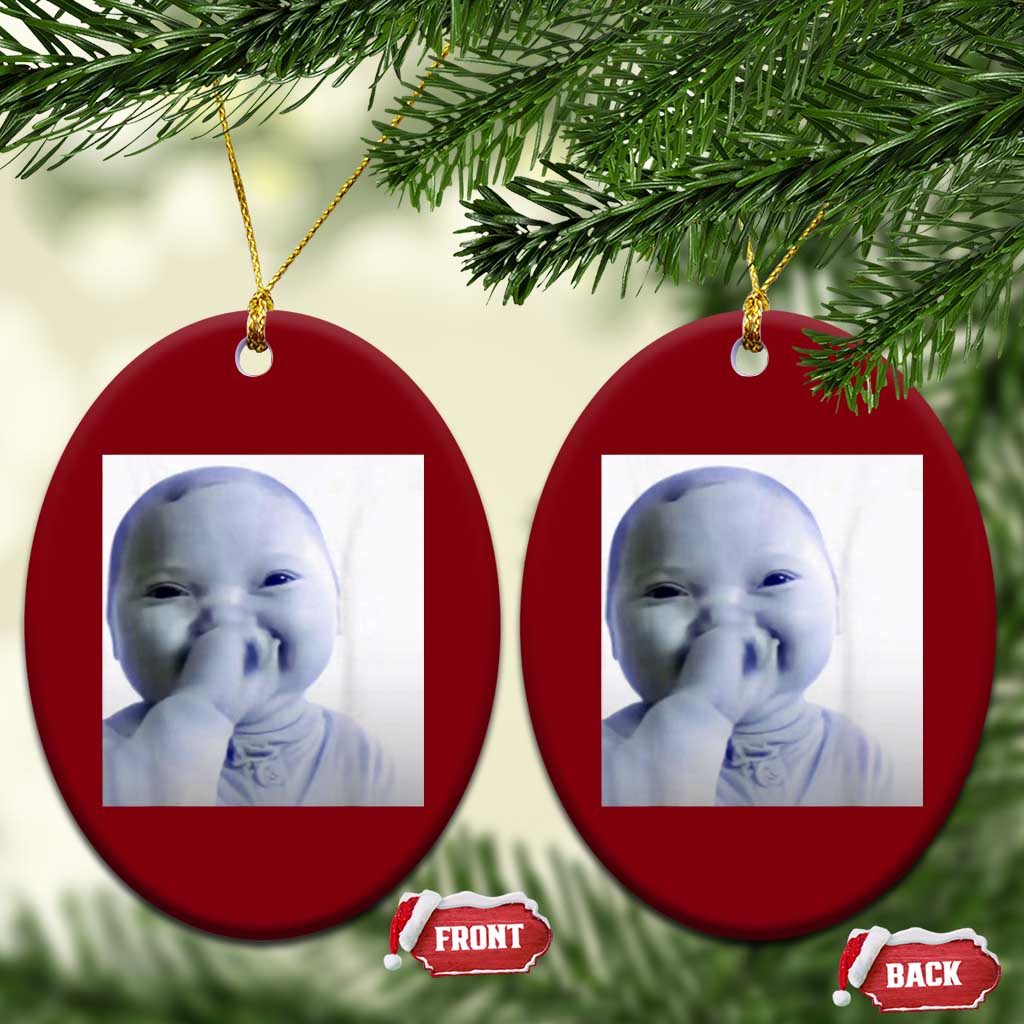 Funny Tuff Baby Giggling Meme Ceramic Ornament Viral AI Niche Baby Holding Laugh Photo TS02 Print Your Wear