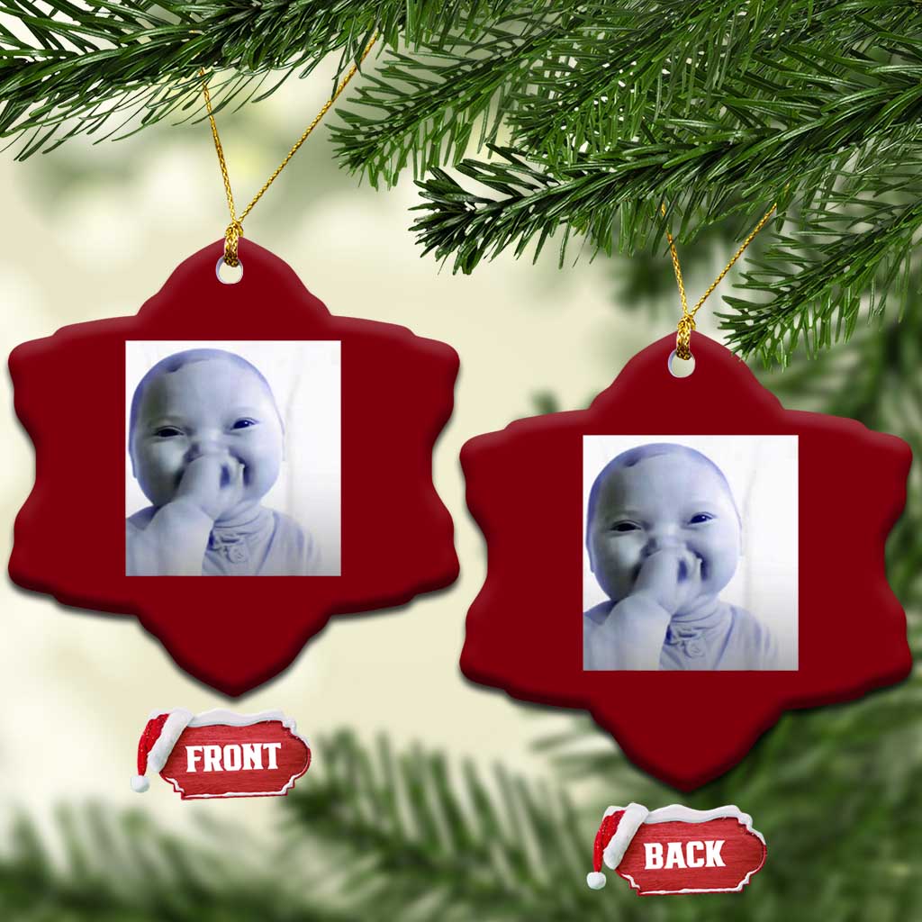 Funny Tuff Baby Giggling Meme Ceramic Ornament Viral AI Niche Baby Holding Laugh Photo TS02 Print Your Wear