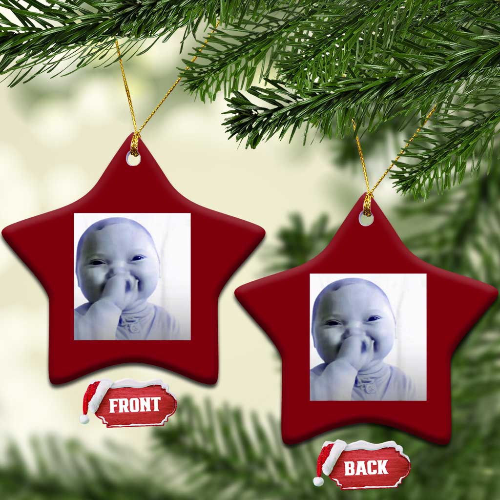 Funny Tuff Baby Giggling Meme Ceramic Ornament Viral AI Niche Baby Holding Laugh Photo TS02 Print Your Wear