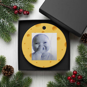 Funny Tuff Baby Giggling Meme Ceramic Ornament Viral AI Niche Baby Holding Laugh Photo TS02 1pc Yellow Cheese Print Your Wear