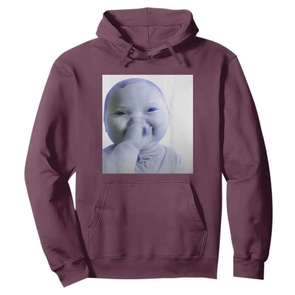 Funny Tuff Baby Giggling Meme Hoodie Viral AI Niche Baby Holding Laugh Photo TS02 Maroon Print Your Wear