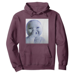 Funny Tuff Baby Giggling Meme Hoodie Viral AI Niche Baby Holding Laugh Photo TS02 Maroon Print Your Wear