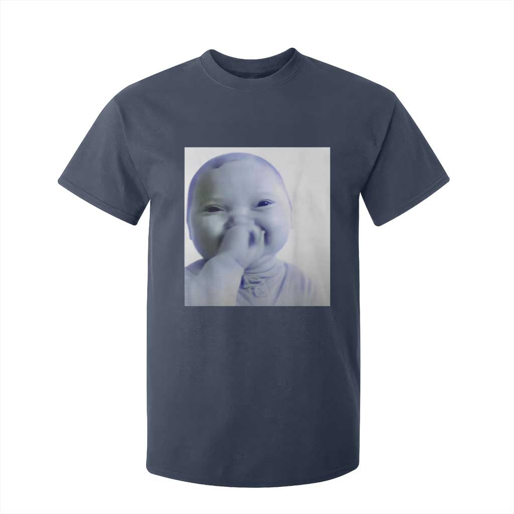 Funny Tuff Baby Giggling Meme T Shirt For Kid Viral AI Niche Baby Holding Laugh Photo TS02 Navy Print Your Wear