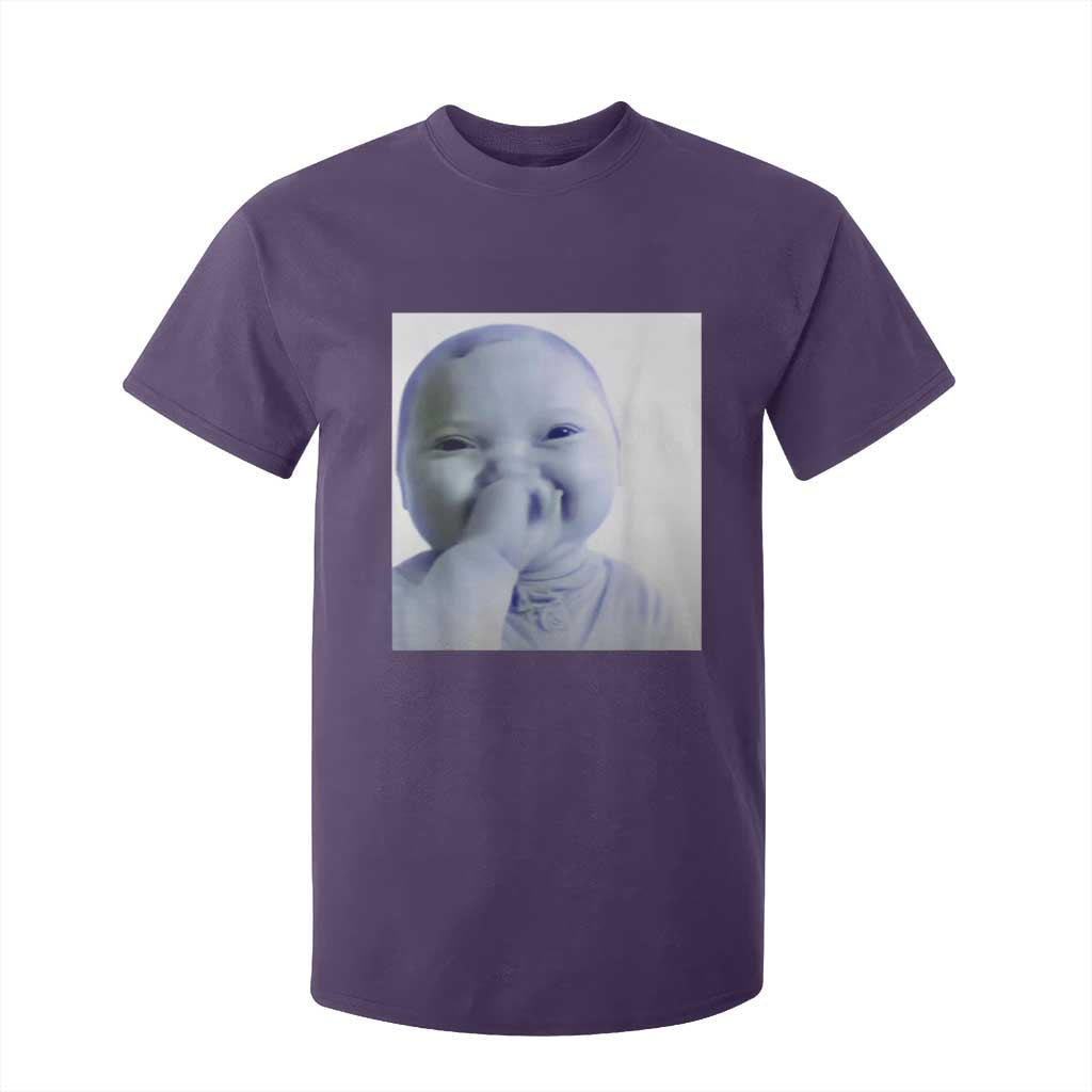 Funny Tuff Baby Giggling Meme T Shirt For Kid Viral AI Niche Baby Holding Laugh Photo TS02 Purple Print Your Wear
