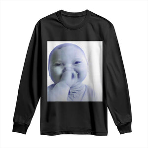 Funny Tuff Baby Giggling Meme Long Sleeve Shirt Viral AI Niche Baby Holding Laugh Photo TS02 Black Print Your Wear