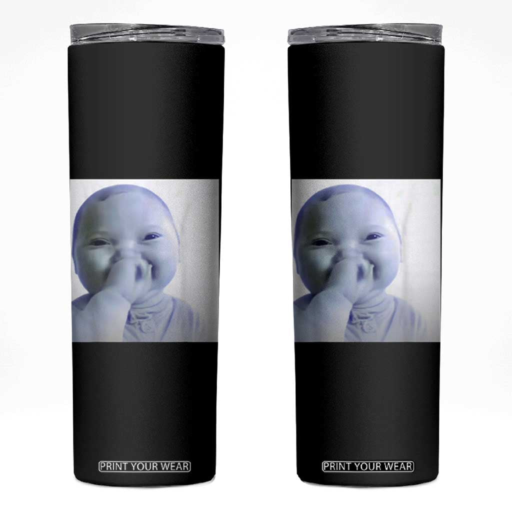 Funny Tuff Baby Giggling Meme Skinny Tumbler Viral AI Niche Baby Holding Laugh Photo TS02 Black Print Your Wear