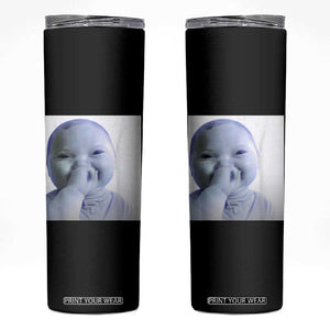 Funny Tuff Baby Giggling Meme Skinny Tumbler Viral AI Niche Baby Holding Laugh Photo TS02 Black Print Your Wear
