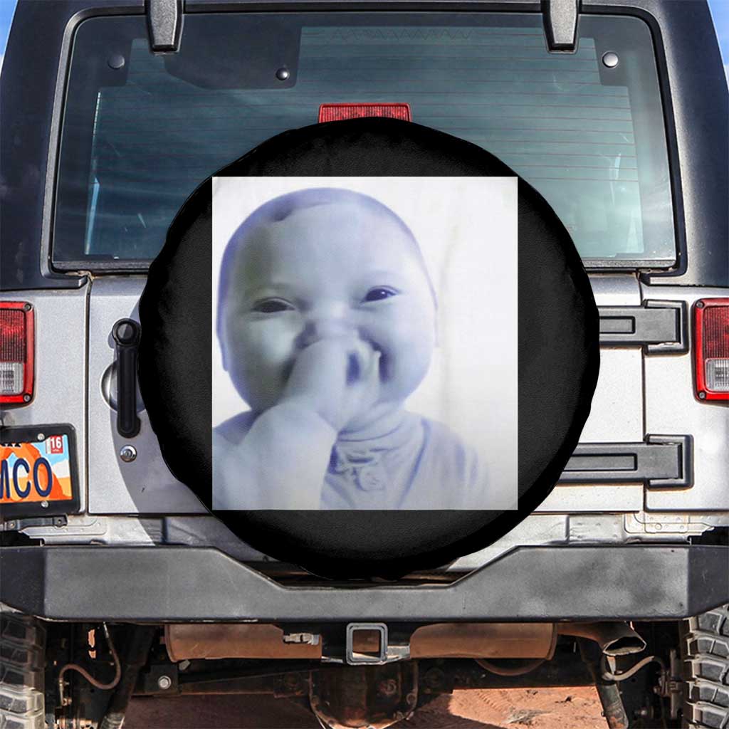 Funny Tuff Baby Giggling Meme Spare Tire Cover Viral AI Niche Baby Holding Laugh Photo TS02 No hole Black Print Your Wear