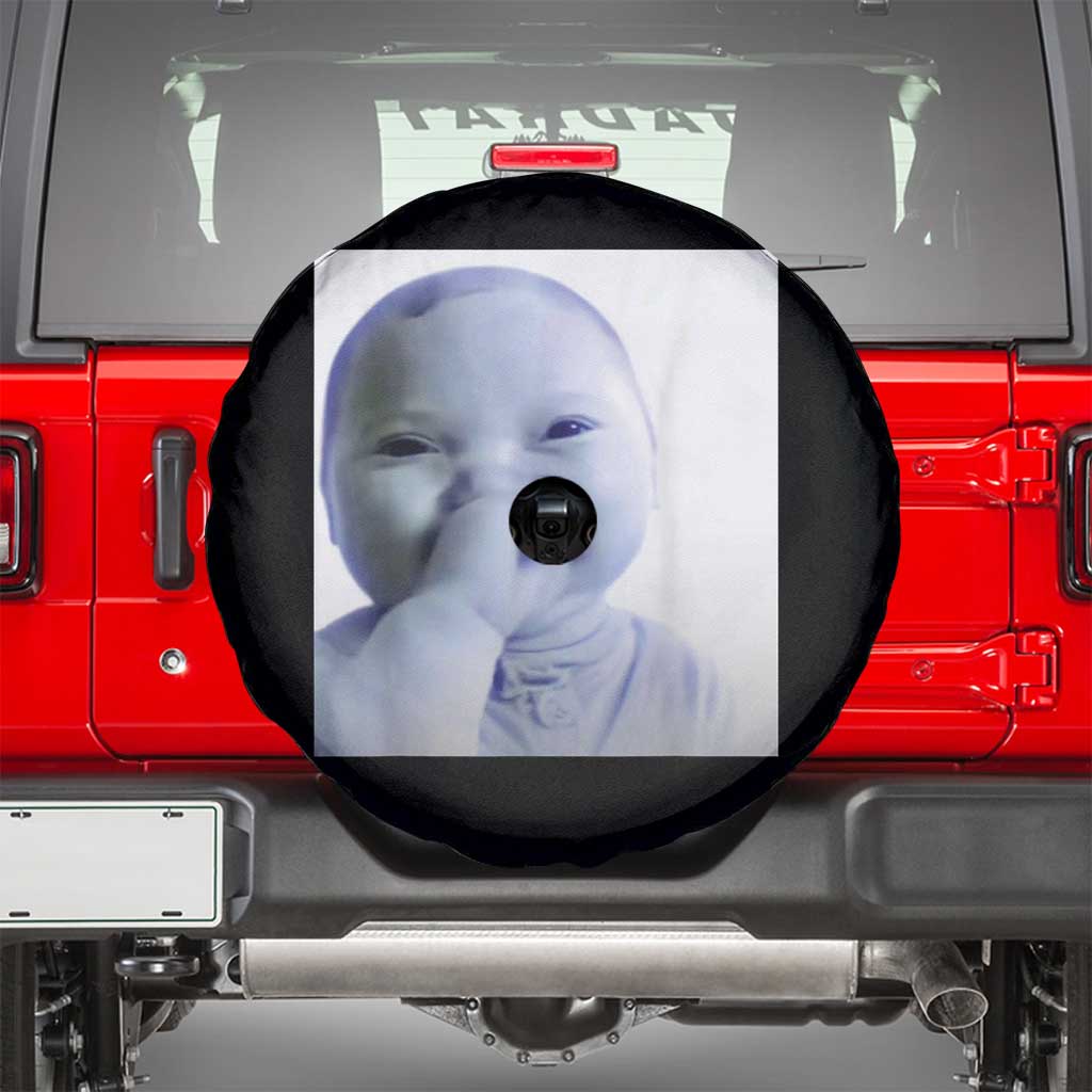 Funny Tuff Baby Giggling Meme Spare Tire Cover Viral AI Niche Baby Holding Laugh Photo TS02 Black Print Your Wear