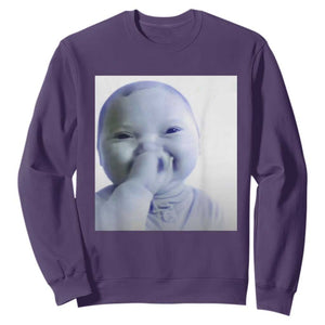 Funny Tuff Baby Giggling Meme Sweatshirt Viral AI Niche Baby Holding Laugh Photo TS02 Purple Print Your Wear