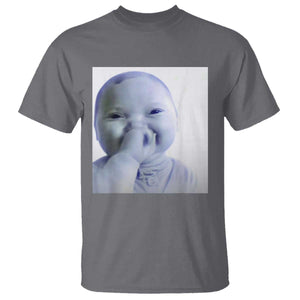Funny Tuff Baby Giggling Meme T Shirt - Viral AI Baby Holding Laugh Photo Humor Tee TS02 Charcoal Print Your Wear