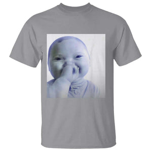 Funny Tuff Baby Giggling Meme T Shirt - Viral AI Baby Holding Laugh Photo Humor Tee TS02 Sport Gray Print Your Wear