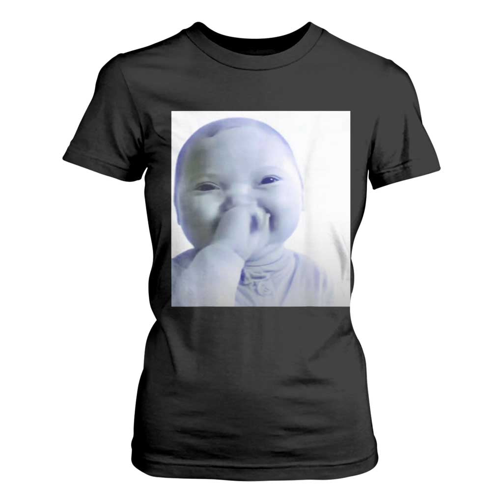 Funny Tuff Baby Giggling Meme T Shirt For Women Viral AI Niche Baby Holding Laugh Photo TS02 Black Print Your Wear