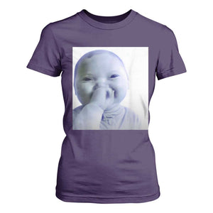 Funny Tuff Baby Giggling Meme T Shirt For Women Viral AI Niche Baby Holding Laugh Photo TS02 Purple Print Your Wear