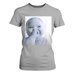 Funny Tuff Baby Giggling Meme T Shirt For Women Viral AI Niche Baby Holding Laugh Photo TS02 Sport Gray Print Your Wear