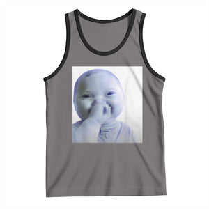 Funny Tuff Baby Giggling Meme Tank Top Viral AI Niche Baby Holding Laugh Photo TS02 Deep Heather Black Print Your Wear
