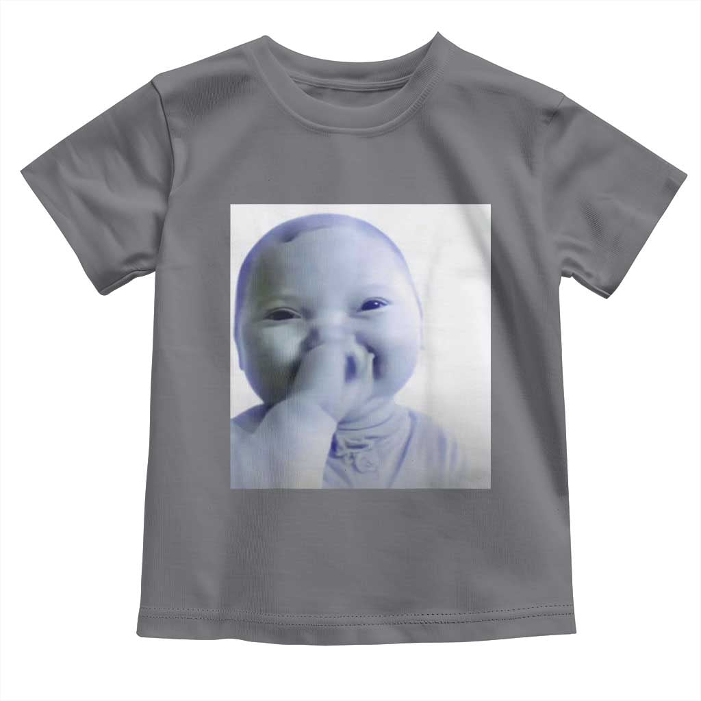 Funny Tuff Baby Giggling Meme Toddler T Shirt Viral AI Niche Baby Holding Laugh Photo TS02 Charcoal Print Your Wear
