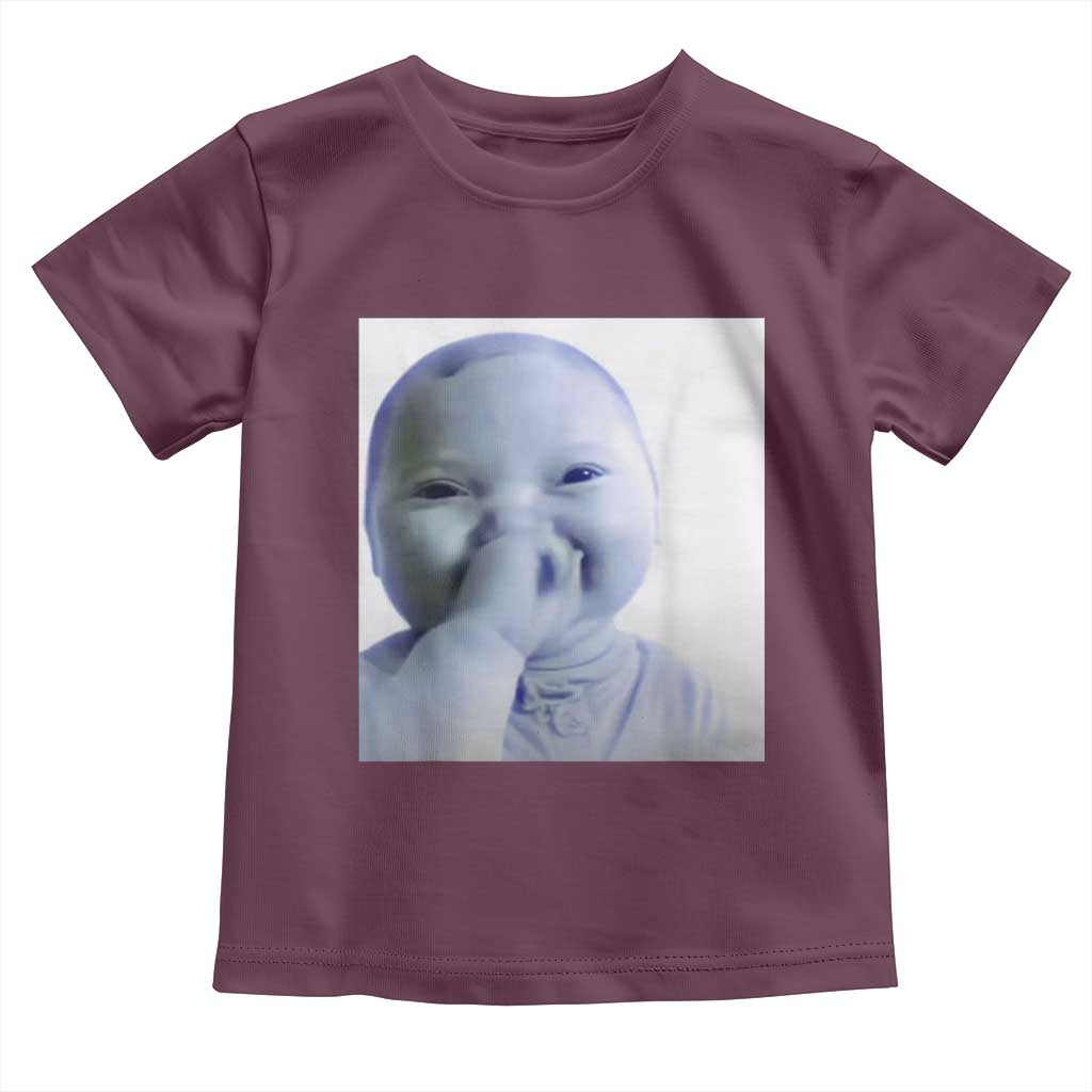Funny Tuff Baby Giggling Meme Toddler T Shirt Viral AI Niche Baby Holding Laugh Photo TS02 Maroon Print Your Wear